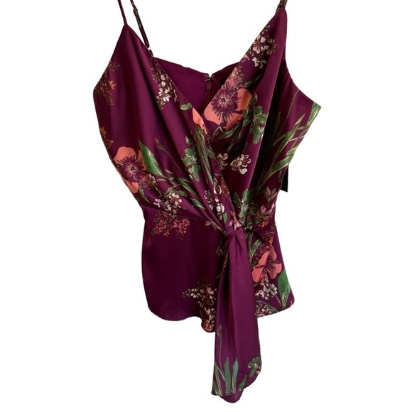 NWT Lulus Effortless Adoration Wine Red Floral Print Satin Cami Top, Size S - Picture 6 of 9